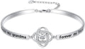 Valentines Day Gifts for Her, 18k White Gold Plated Love Knot Bracelets, Engraved Inspirational and Sentiment Bangle, Anniversary Birthday Jewelry Gift for Lover Wife Girlfriend Sister Friends