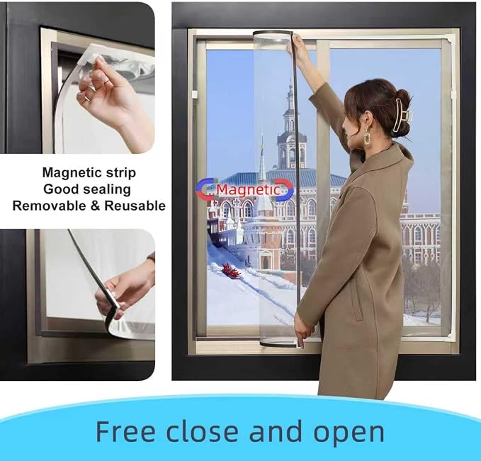DIY Magnetic Window Insulation Kit 56"x35" Indoor Clear Film - Image 4
