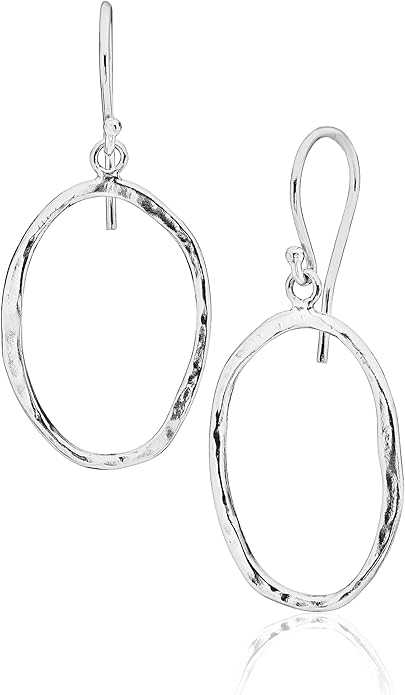 JEAN RACHEL JEWELRY 925 Sterling Silver Dangle Earrings for Women - Hoop Open Circle Vintage Design - Hypoallergenic, Lead & Nickel Free - Artisan Handcrafted Statement Earrings