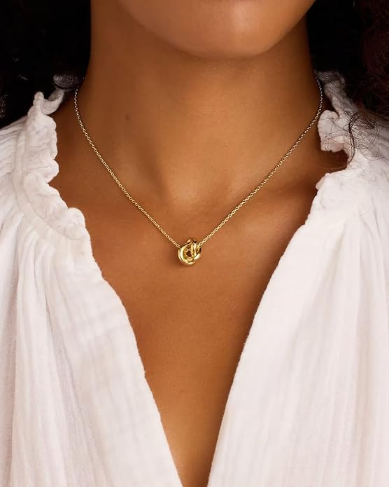 gorjana - Infinity Knot Necklace 16"-18" - 18k Gold Plated Brass - Unique Knot Design - Secure Spring Closure - Adjustable Versatile Length - Gifting Necklace to Loved One