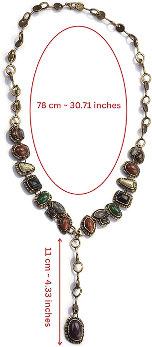 MINACHI Bohemian Created Turquoise Beaded Y-Necklace, Turquoise-toned Multi-shaped Pendant, Dainty Elegant Jewelry for Women