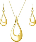 Madison Tyler Gold Plated Jewelry Set for Women | Silver Teardrop Pendant Necklace Trendy | Long Necklace with Snake Chain | Fashion Dangle Earring Set