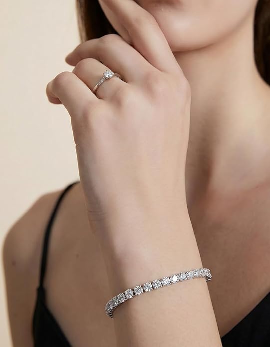ITALIAN 5A LAB ZIRCONIA Tennis Bracelet for Men | 14K Gold Plated 925 Silver Bold Statement Jewelry | 3mm 4mm 5mm Width Options | Men's Diamond Bracelet, Gold & Rhinestone Tennis Bracelets Gift for Women & Men