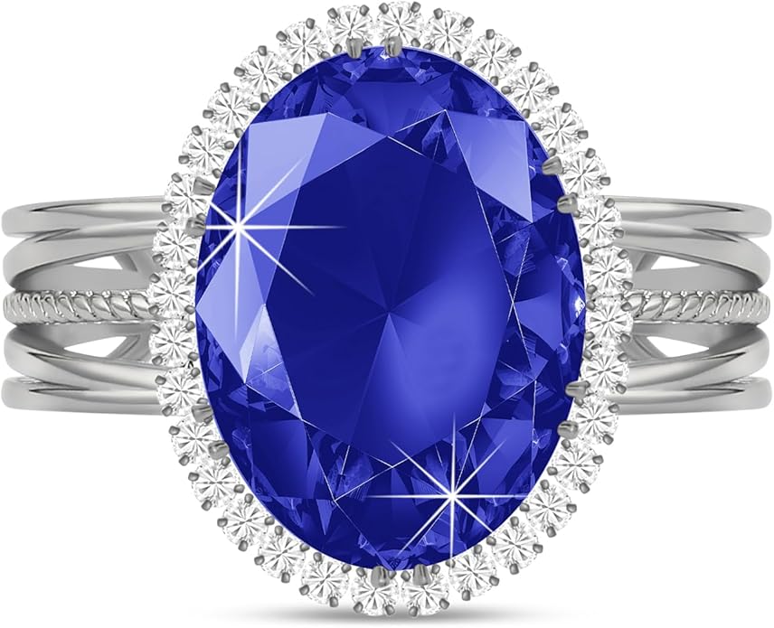 Linawe Birthstone Chunky Adjustable Rings for Women, Gold/Silver/Rose Gold Statement Rings, Imitation Diamond Fake Gemstone Crystal Cocktail Ring, Cubic Zirconia Costume Jewelry