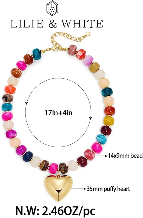 LILIE&WHITE Resin Chunky Beaded Necklace for Women Minimalistic Modern Statement Necklace Jewelry Accessories