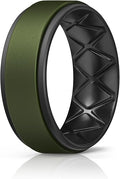 Egnaro Silicone Rings for Men 1/4/5/6/7 Multipack of Breathable Mens Silicone Rubber Wedding Rings Bands - Step Edge
