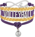 Volleyball Bracelets For Girls- Ideal Volleyball Gifts & Souvenirs. Adjustable Charm Bracelet with Moveable Letters, Infinity Symbol & Silver Volleyball Charm. Fashionable Bracelets by SportyBella.