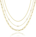 Layered Necklaces for Women, Dainty Gold Necklace Stack 14k Gold Plated Layering Cubic Zirconia Choker Necklaces for Women Trendy Simple Layered Gold Necklace Set Fashion Jewelry