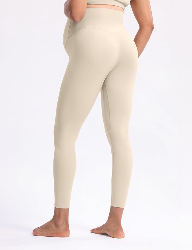 POSHDIVAH Women's Creamluxe Maternity Leggings 25"/28" Over The Belly Pregnancy Yoga Pants Active Workout Leggings