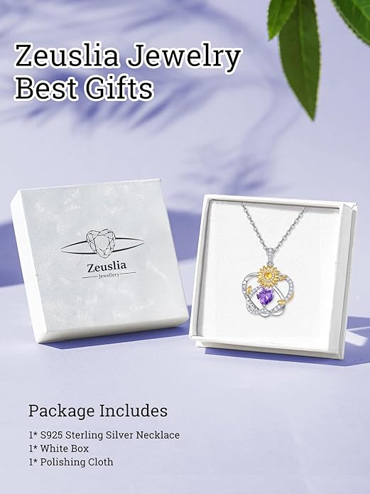 Valentine's Day Gifts for Wife 925 Sterling Silver Double Birthstone Pendant Necklaces I Love You for Always and Forever Necklace Anniversary Birthday Gifts for Wife Girlfriend Mom Her