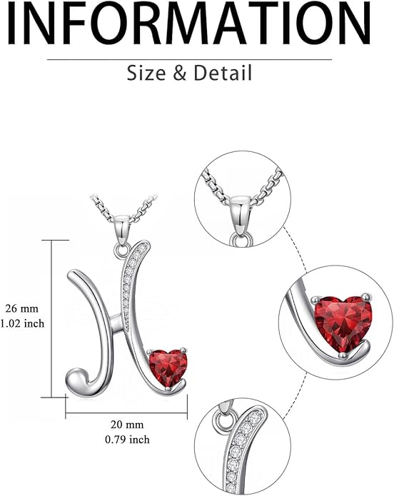 Valentines Day Gifts for Women Alphabet A to Z Initial Birthstone Pendant Necklaces for Women - 18k White Gold Plated Personalized Name Jewelry Valentine Mothers Day Birthday Gifts for Women Her Girlfriend