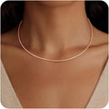 Dainty Choker Necklace for Women, Minimalist Simple Thin Lightweight Collar Choker, 14K Gold Plated Stainless Steel, Hypoallergenic Fashion Trendy Jewelry, Open Cuff Bangle Inspired Design Jewelry