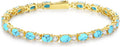 FANCIME 14K Gold Plated Birthstone Bracelets 4mm Sterling Silver Tennis Bracelets Gold Bracelets Birthday Jewelry Gifts for Women 7"