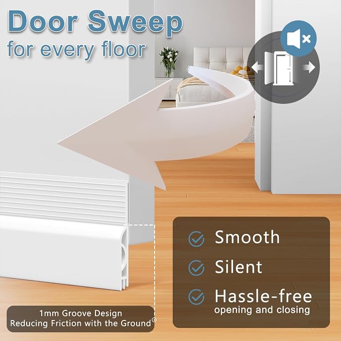Door Draft Stopper, Door Sweep for Bottom of Door, Under Door Gap Filler for - Image 3