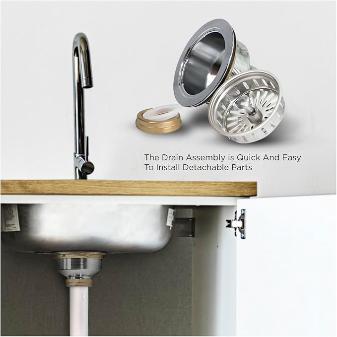 Highcraft Heavy Duty Kitchen Sink Drain Assembly 3-1/2 Inch Stainless Steel - Image 6