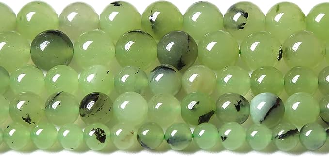 36pcs 10mm Natural Prehnite Jade Stone Round Loose Spacer Beads for DIY Jewelry Making Necklaces Bracelets Healing Energy Beads (10mm, Prehnite Jade)