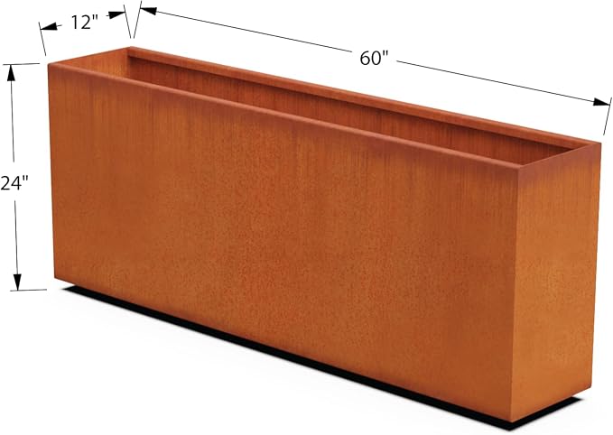 Large Rectangular Planters for Outdoor Plants 60x12x24 | Extra Large Corten - Image 5