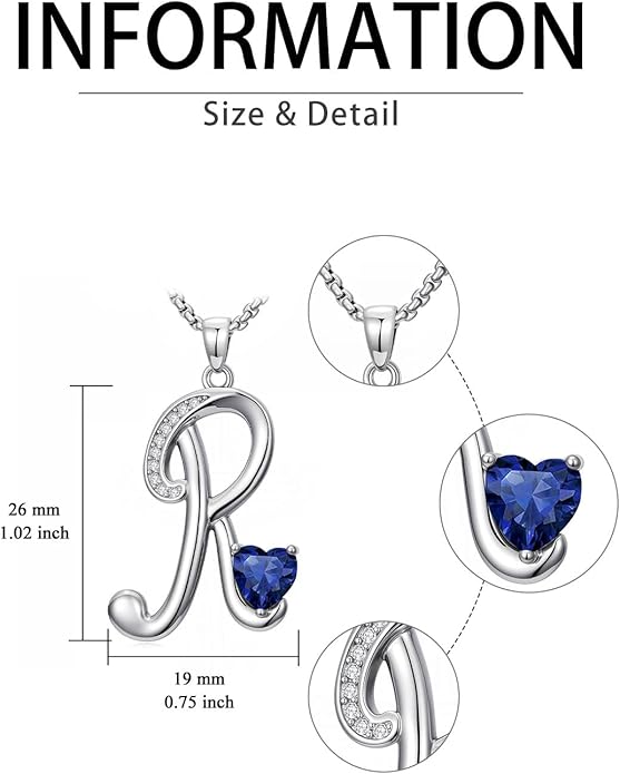 Valentines Day Gifts for Women Alphabet A to Z Initial Birthstone Pendant Necklaces for Women - 18k White Gold Plated Personalized Name Jewelry Valentine Mothers Day Birthday Gifts for Women Her Girlfriend