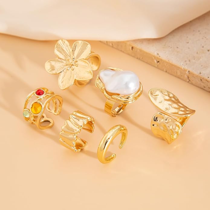 Sora Tuki Rings for Women Chunky Rings Set Adjustable Stackable Ring for Women Bold Thick Statement Ring Trendy Chunky Jewelry