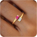 Honsny Gold Birthstone Rings for Women Non Tarnish 14K Gold Plated Adjustable Emerald Ring Cubic Zirconia Gemstone Promise Ring for Her Engagement Personalized Waterproof Jewelry Gifts for Birthday
