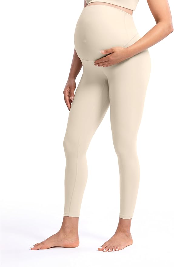 POSHDIVAH Women's Creamluxe Maternity Leggings 25"/28" Over The Belly Pregnancy Yoga Pants Active Workout Leggings
