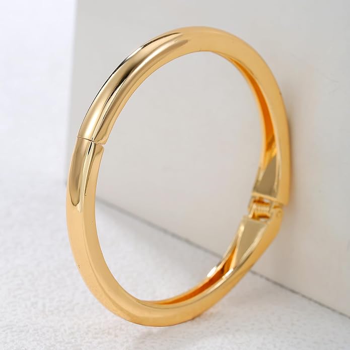Chunky Gold/Silver Gold Cuff Bangle Bracelets for Women Trendy Hinged Cuff Open Wide Chunky Gold Bracelet Minimalist Bangle Jewelry Gift