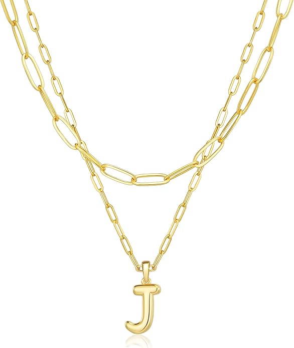 adoyi Valentines Day Gifts for Women Hers Dainty 14K Gold Plated Heart Initial Necklaces Layered Letter A-Z Pendant Necklace Stack Trendy Jewelry Birthday Valentines Day Gifts for Women Jewelry
