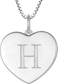 YL Initial Necklace 925 Sterling Silver Square/Round/Heart Letter Pendant A-Z Alphabet Polished Jewelry for Women