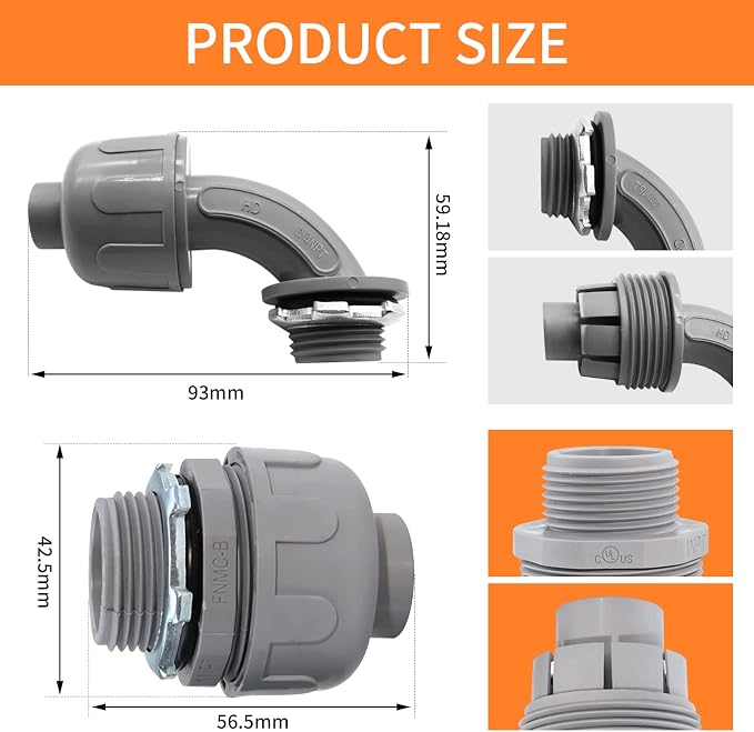 Conduit Connectors, 3/4 Inch Liquid Tight Connector NPT Non-Metallic - Image 2