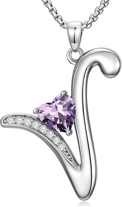 Valentines Day Gifts for Women Alphabet A to Z Initial Birthstone Pendant Necklaces for Women - 18k White Gold Plated Personalized Name Jewelry Valentine Mothers Day Birthday Gifts for Women Her Girlfriend