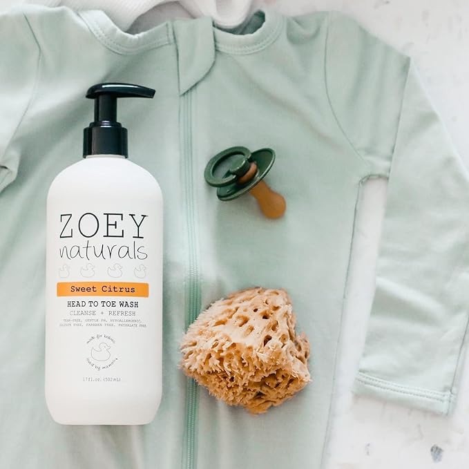 Zoey Naturals Sweet Citrus Baby Wash & Shampoo, Made For Sensitive Skin, Tear-free, Paraben-Free, All Natural, Made in the USA