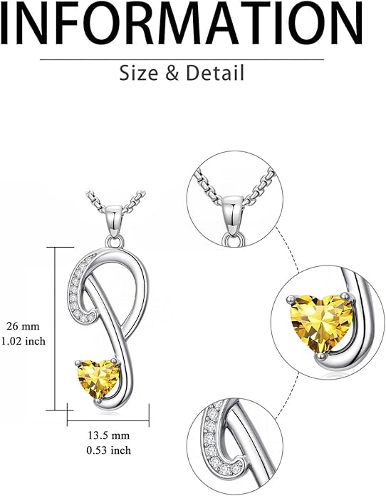 Valentines Day Gifts for Women Alphabet A to Z Initial Birthstone Pendant Necklaces for Women - 18k White Gold Plated Personalized Name Jewelry Valentine Mothers Day Birthday Gifts for Women Her Girlfriend