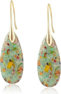 Natural Healing Stone Fishhoop Dangle Drop Earrings Statement Gold silver earrings