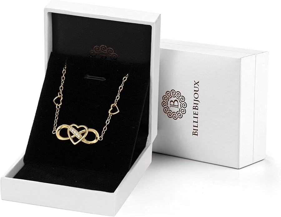 Billie Bijoux 925 Sterling Silver Anklet Bracelets for Women Infinity Heart Ankle Bracelet White Gold Plated Love Charm Adjustable Large Bracelet Gifts for Women Wife