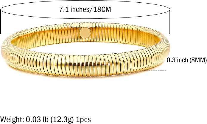 Gold Bangle Bracelets For Women Non Tarnish 14k Gold Plated Stackable Chunky Gold Bracelet Set Stretch Trendy Elastic Snake Chain Bracelet