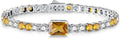 Birthstone Bracelets for Women Birthday Gifts 4CT Radiant Cut Birthstone 4mm Sterling Silver White Gold Tennis Bracelets for Women Round Cut 5A Cubic Zirconia Bezel Setting 7 Inch