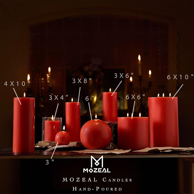 MOZEAL 3" x 6" Hand-Poured Unscented Candle, Dripless Pillar Candle Set of 3 - Image 4