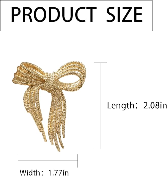 Dainty Bow Brooch for Women, Elegant Gold Finish Ribbon Knot Pins, Classic Women's Brooches for Suit Dress Hat Bag Clothes Accessories and Wedding Party Professional Outfits