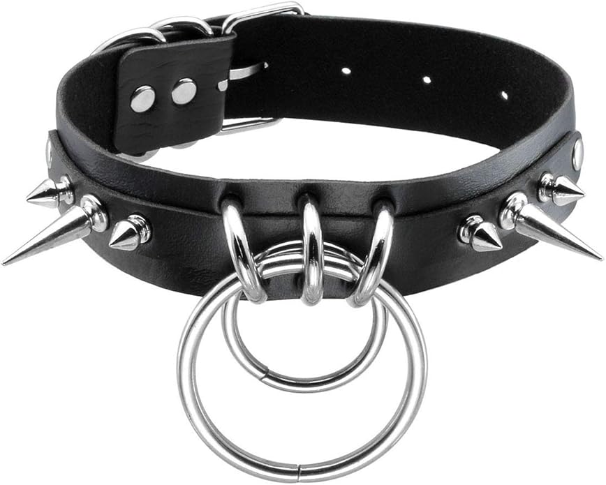 Eigso Vintage Punk Goth Studded Rivet Pu Leather Collar Choker Necklace with Spikes Adjustable