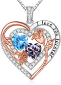 Iefil Valentines Day Gifts for Her - Sterling Silver Birthstone Necklace Anniversary Birthday Gifts for Her Wife Mom Daughter