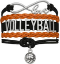 Volleyball Bracelets For Girls- Ideal Volleyball Gifts & Souvenirs. Adjustable Charm Bracelet with Moveable Letters, Infinity Symbol & Silver Volleyball Charm. Fashionable Bracelets by SportyBella.