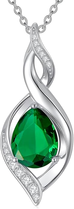 Birthstone Necklace for Women 925 Sterling Silver Infinity Love Jewelry Valentines Day Birthday Gifts for Her Mom Wife Girlfriend