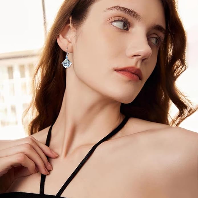 Abalone Shell Dangle Drop Earrings for Women 925 Sterling Silver Filigree Bohemian Earrings Jewelry Gift