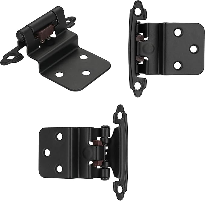 Matte Black Cabinet Hinges, 3/8” Inset, 4 Pack | - Image 6