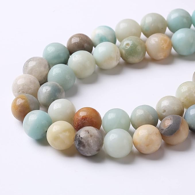 6mm 63pcs Natural Stone Beads Colorful Amazonite Gemstone Round Loose Beads for Jewelry Making DIY Bracelet Necklace Earrings15 Inch