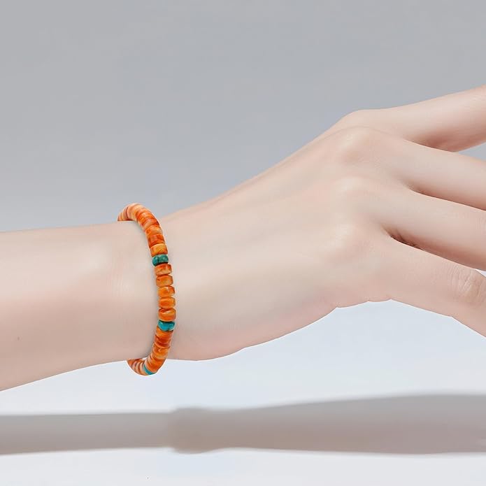 Puka Shell Bracelet Boho Adjustable Orange Beaded Surfer Anklet Handmade Natural Shell Jewelry Unisex Men Women Everyday Versatile Hawaiian Style