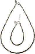925 Sterling Silver Chain, Italian-Made Jewelry Set with Gold Tone Accent (Luxurious Leather Gift Box Included)