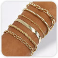 VIBILIA Dainty Gold Chain Bracelet for Women Trendy Stackable Adjustable Layered Metal Bracelet Gold Plated Twist Link Figaro Chain Paperclip Bracelets Fashion Jewelry