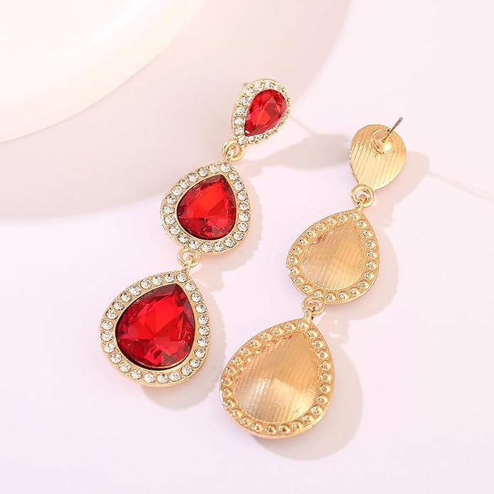 Vintage Rhinestone Teardrop Dangle Earrings Long Dangling Drop Earrings Crystal Chandelier Earrings for Women Wedding Bridal Prom