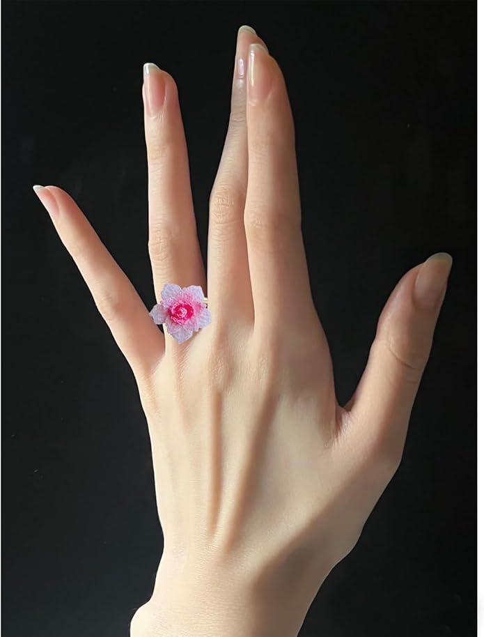 Wedding Band Promise Ring for Her Crochet Statement Cute Ring Size Adjustable Sturdy Unique Ring for Birthday Gift Valentine’s Day Gift